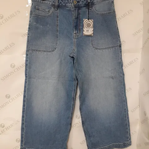 WHITE STUFF TIA WIDE LEG CROPPED JEAN IN MID DENIM SIZE 12