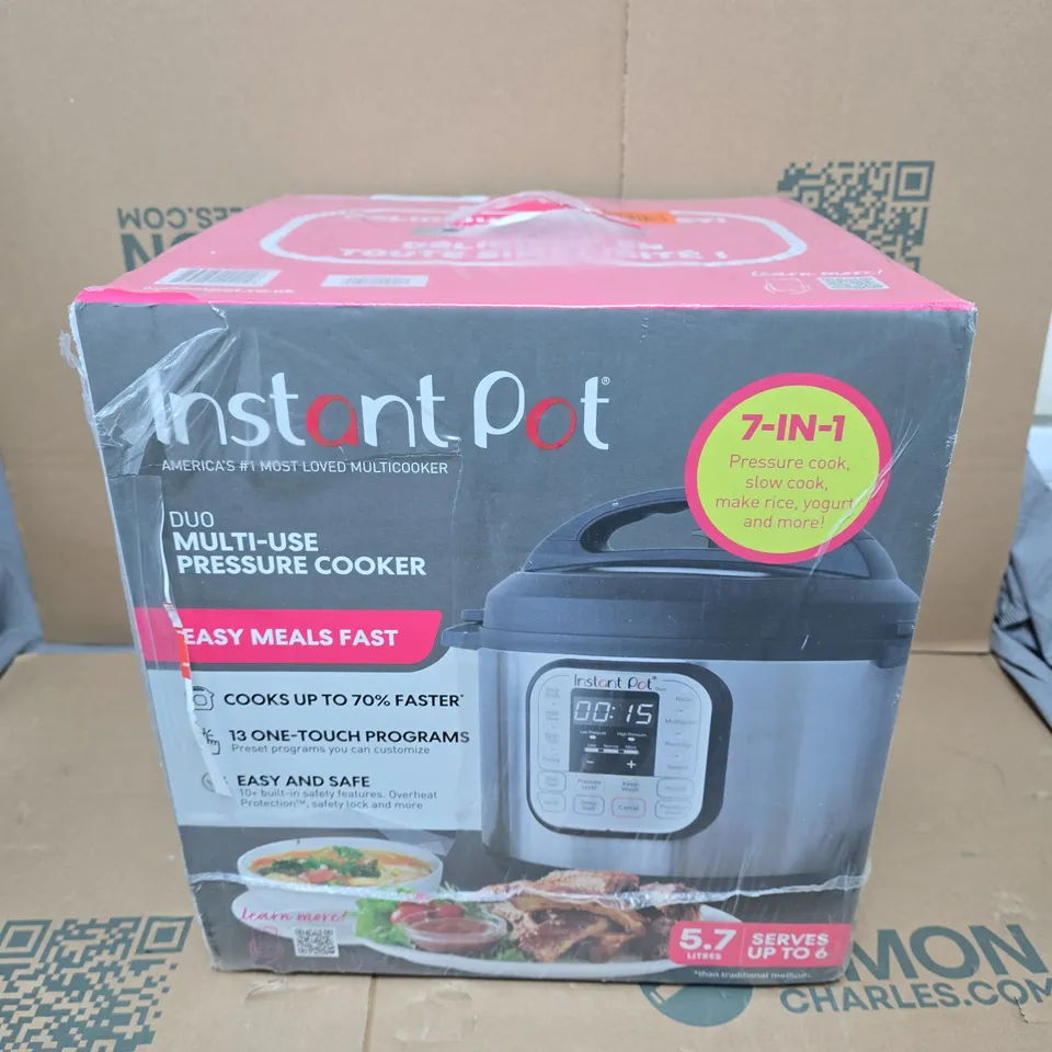 SEALED INSTANT POT DUO 7-IN-1 MULTI-USE PRESSURE COOKER – 5.7 LITRE
