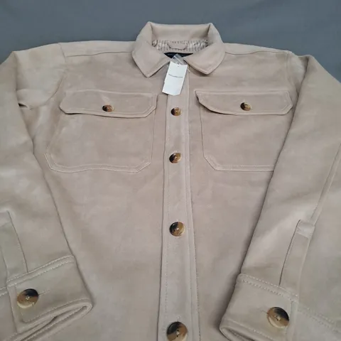 ABERCROMBIE & FITCH TAN BUTTON UP JACKET - LARGE