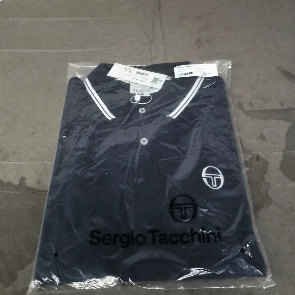 SERGIO TACCHINI MARITIME BLUE/WHITE LONG-SLEEVE POLO SHIRT – MEN'S, SIZE M (STM29506-241)