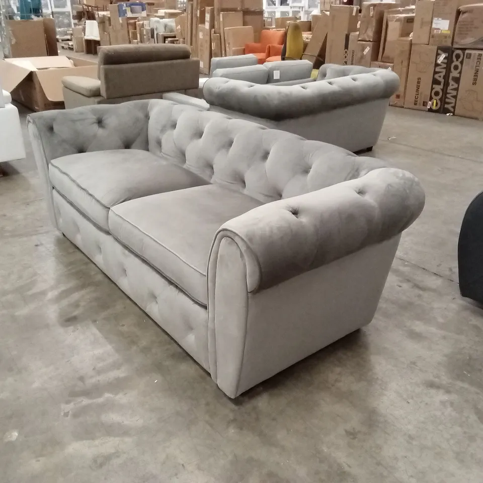 AUDLEY 3 SEATER CHESTERFIELD SOFA, GREY HOUSE VELVET