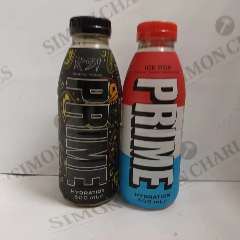 LOT OF 2 BOTTLES OF PRIME HYDRATION DRINK (1 KSI & 1 ICE POP)