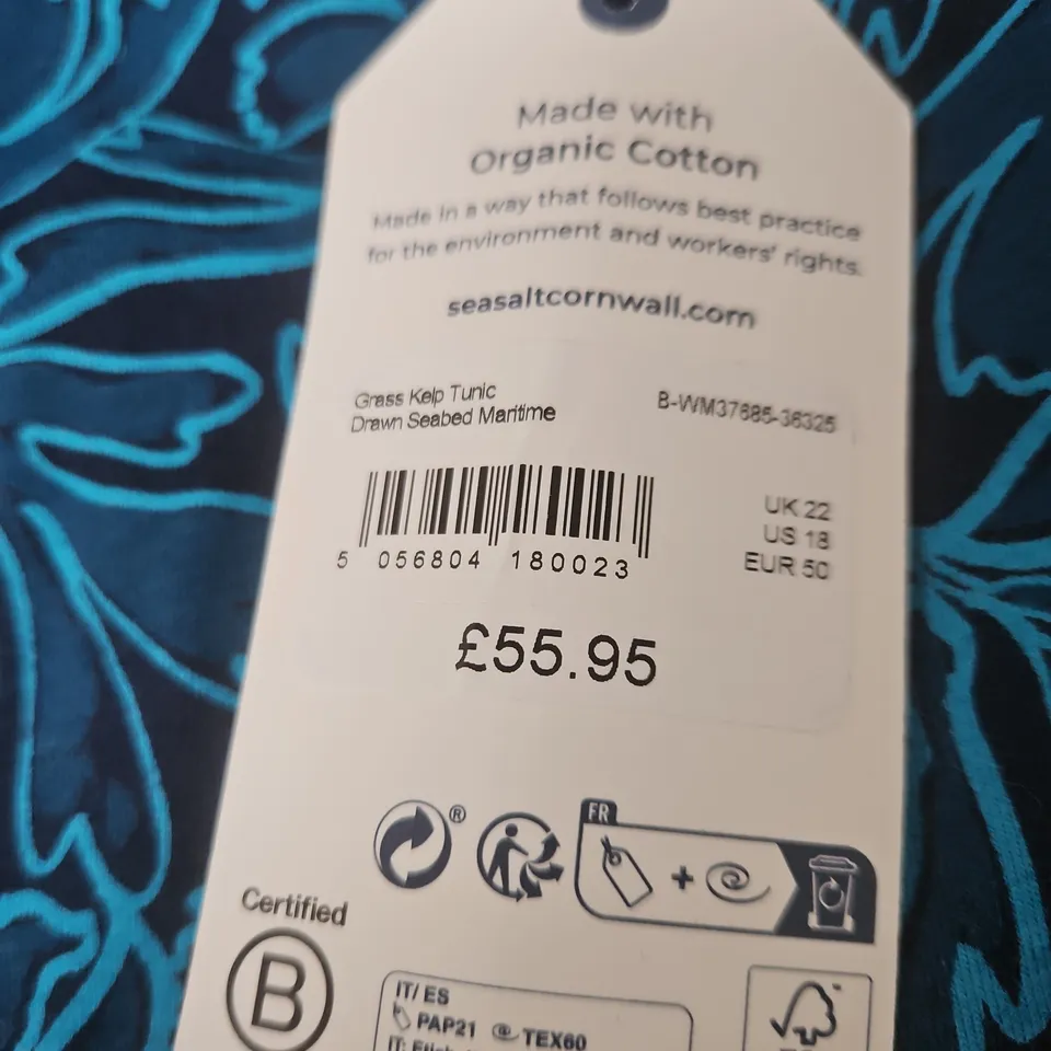 SEASALT CORNWALL GRASS KELP TUNIC – ORGANIC COTTON, UK 22