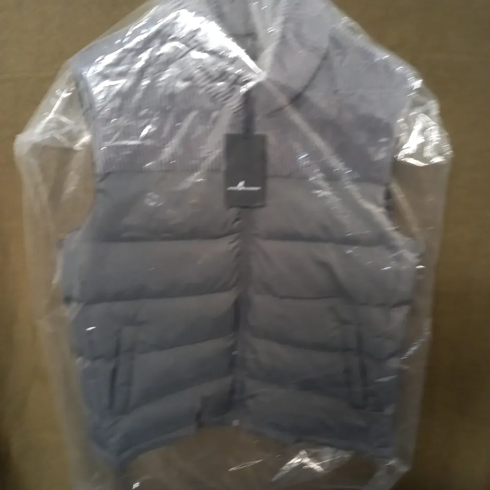 BRAND NEW MOSES KUSHNER TWO TEXTURE PADDED GILET IN GREY- 58