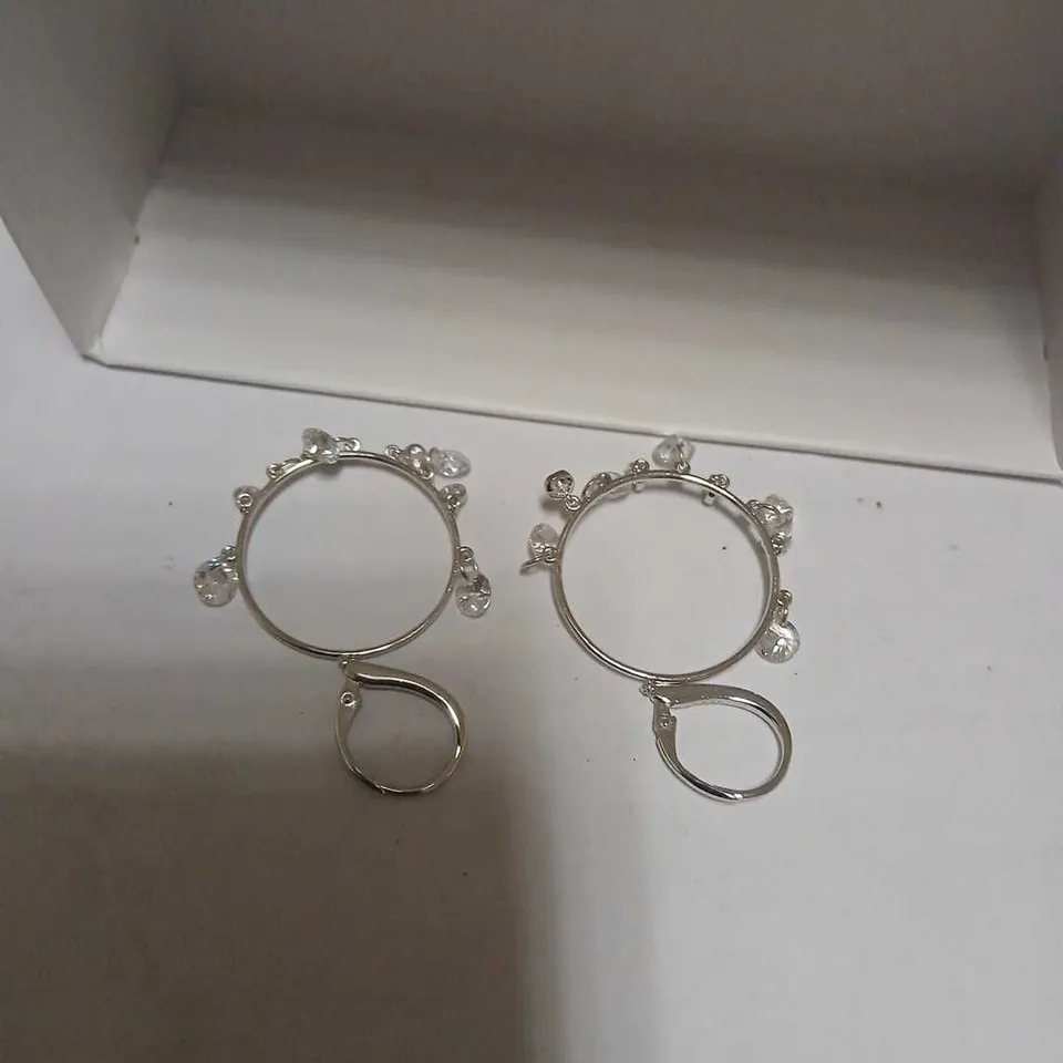 DIAMONIQUE 5.58 CT TW FLOATING STONE CIRCLE EARRINGS STERLING SILVER 