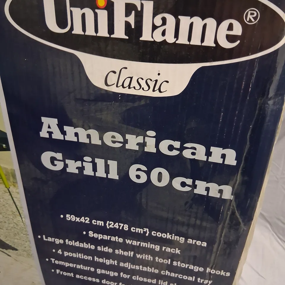 BRAND NEW BOXED UNIFLAME CLASSIC AMERICAN 60CM CHARCOAL GRILL - COLLECTION ONLY