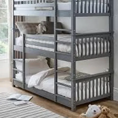 BOXED NOVARA WHITE TRIPLE BUNK BED - GREY (2 BOXES)