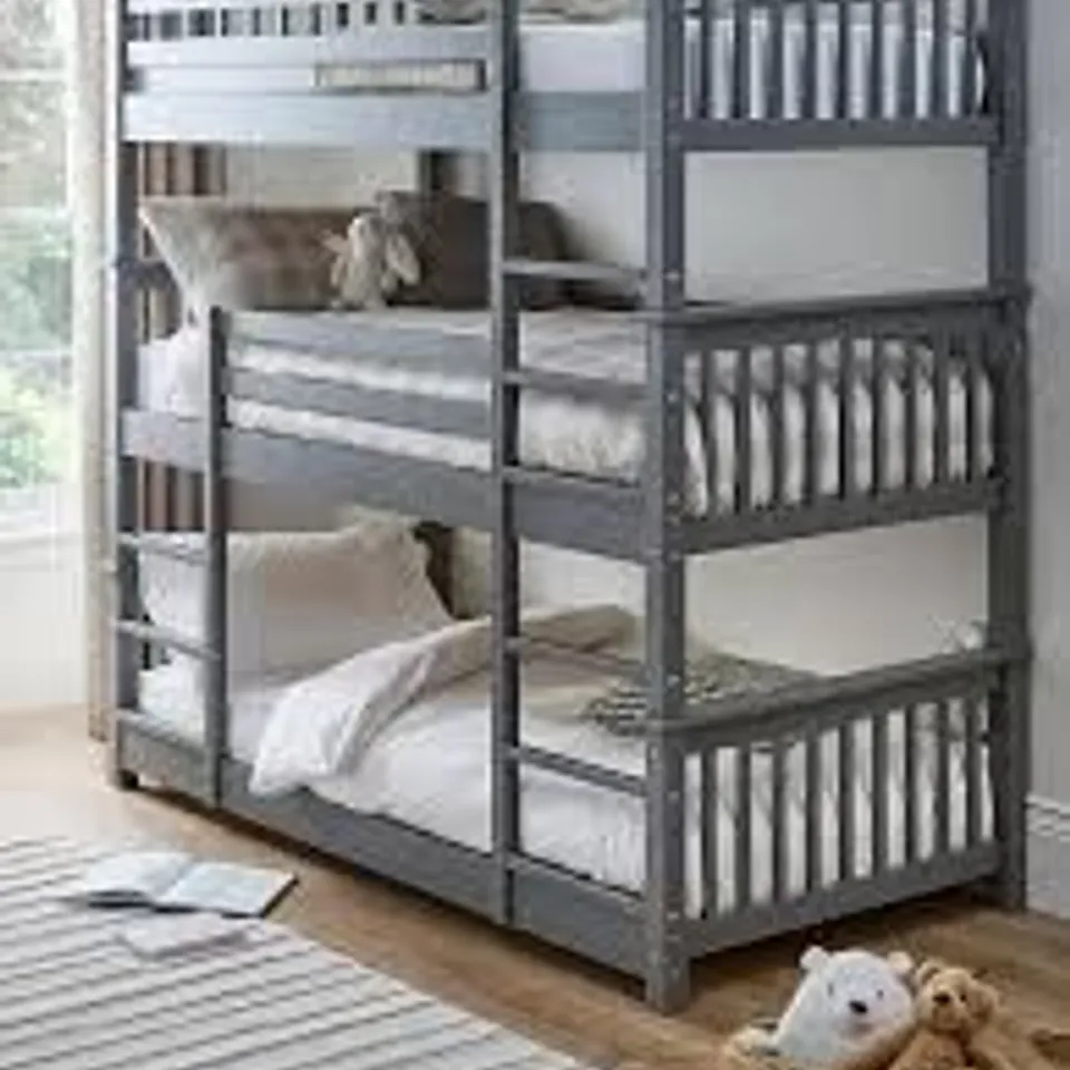 BOXED NOVARA WHITE TRIPLE BUNK BED - GREY (2 BOXES)