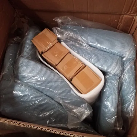 BOXED SET OF 4 LIGHT BLUE CORDUROY DINING CHAIRS 