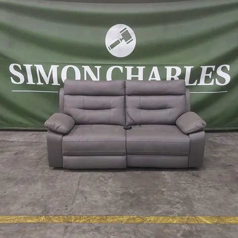 QUALITY DESIGNER ROMAN PISA GREY FABRIC UPHOLSTERED ELECTRIC RECLINER SOFA
