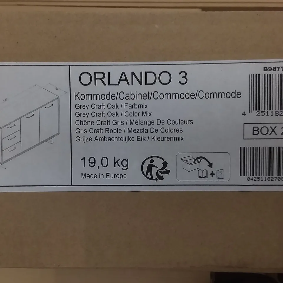 BOXED DESIGNER ORLANDO 3 CABINET IN CRAFT GREY OAK - 2 BOXES
