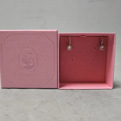 BOXED SWAROVSKI WHITE RHODIUM PLATED EARRINGS 