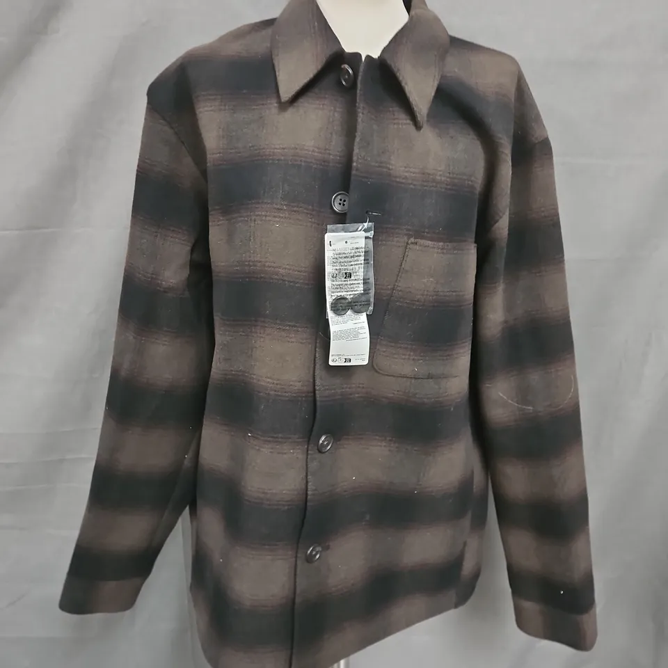 UNIQLO DOUBLE FACED SHIRT JACKET IN DARK BROWN SIZE L