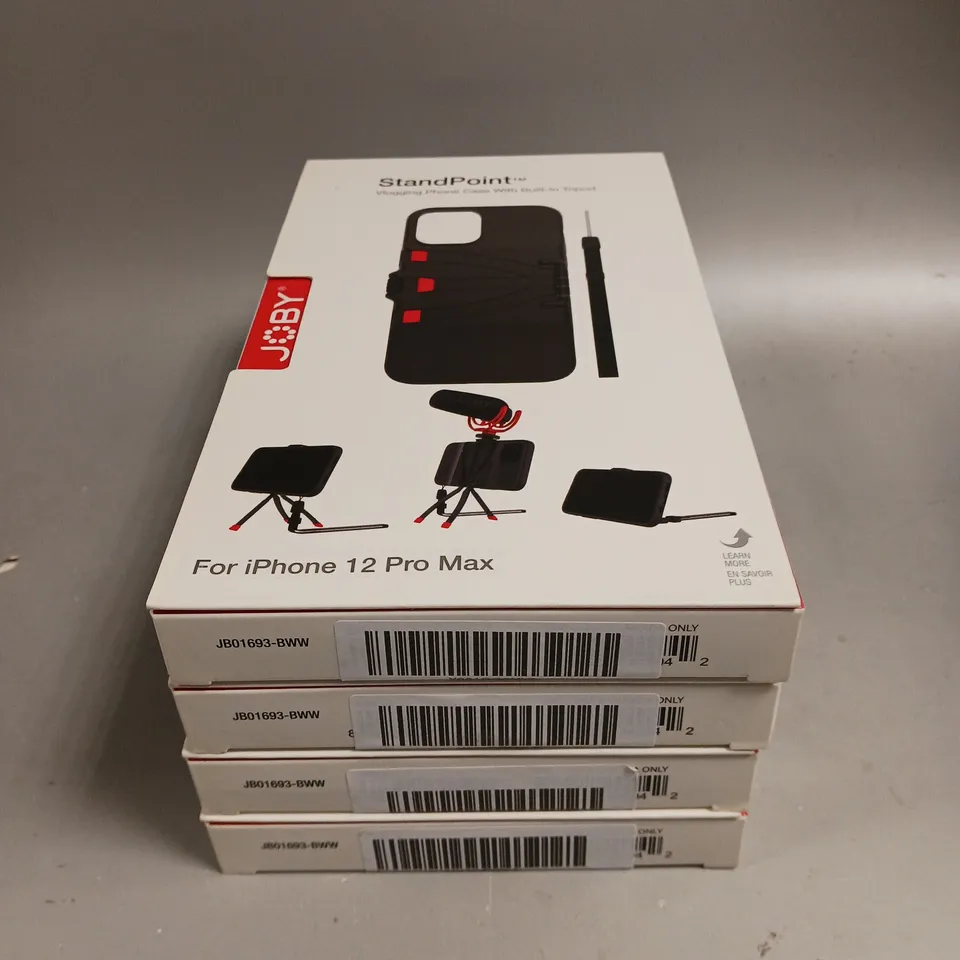 4 X BOXED JOBY STANDPOINT VLOGGING PHONE CASES WITH BUILT IN TRIPOD FOR IPHONE 12 PRO MAX 