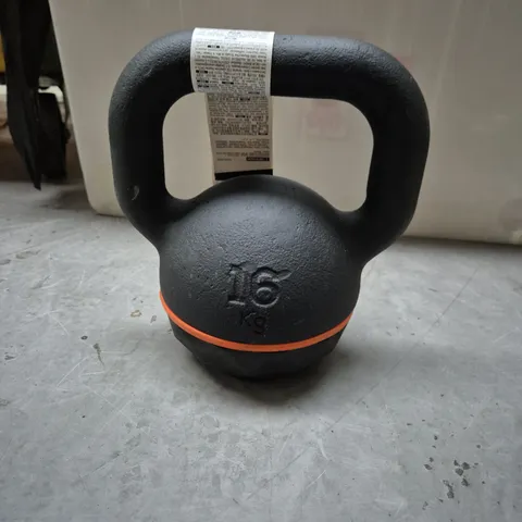 KETTLEBELL 16 KG – BLACK WITH ORANGE BAND
