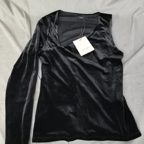 ALLSAINTS ARI VELVET TOP IN BLACK SIZE UK 10
