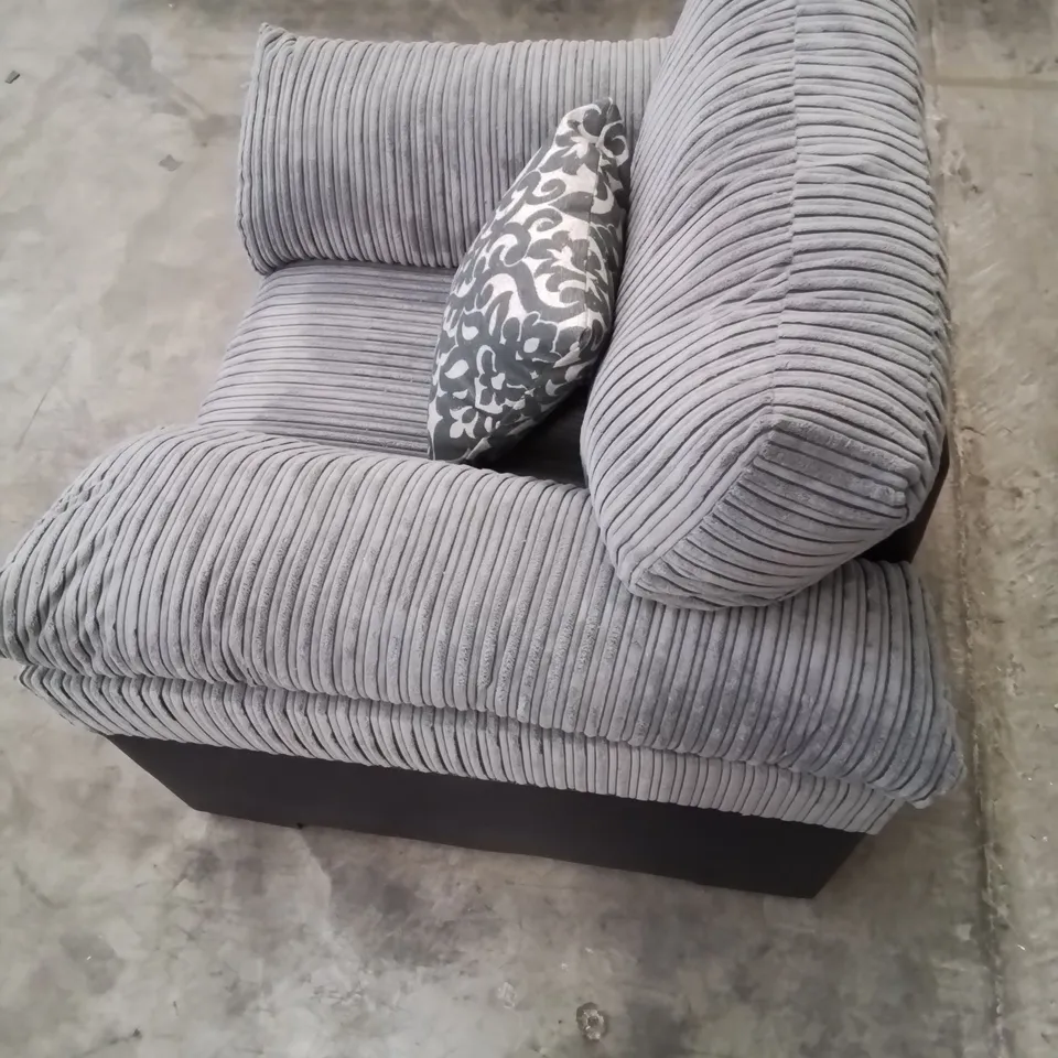 DESIGNER FABRIC UPHOLSTERED PHOENIX CHAIR IN CHARCOAL GREY  WITH SCATTER CUSHION