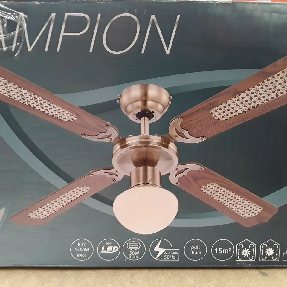 BOXED BROOKING 107cm CEILING FAN WITH LIGHT (1 BOX)