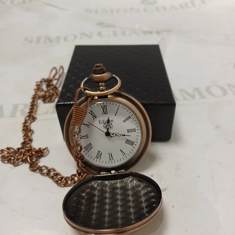 MENS EDISON POCKET WATCH WITH CHAIN – BRAND NEW IN BOX