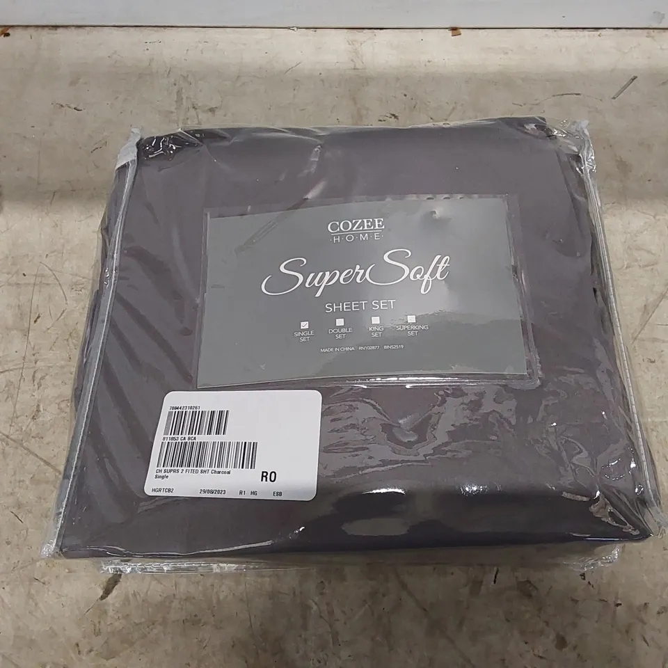 BAGGED COZEE HOME SUPER SOFT SINGLE BED SHEET SET - CHARCOAL (1 ITEM)