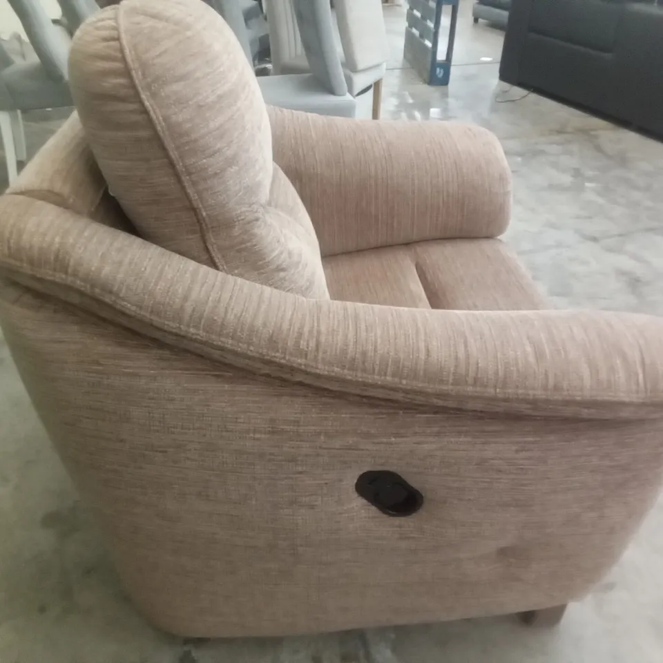 DESIGNER G PLAN MADE JACKSON MANUAL RECLINER CHAIR - VICTORIA GINGER FABRIC 