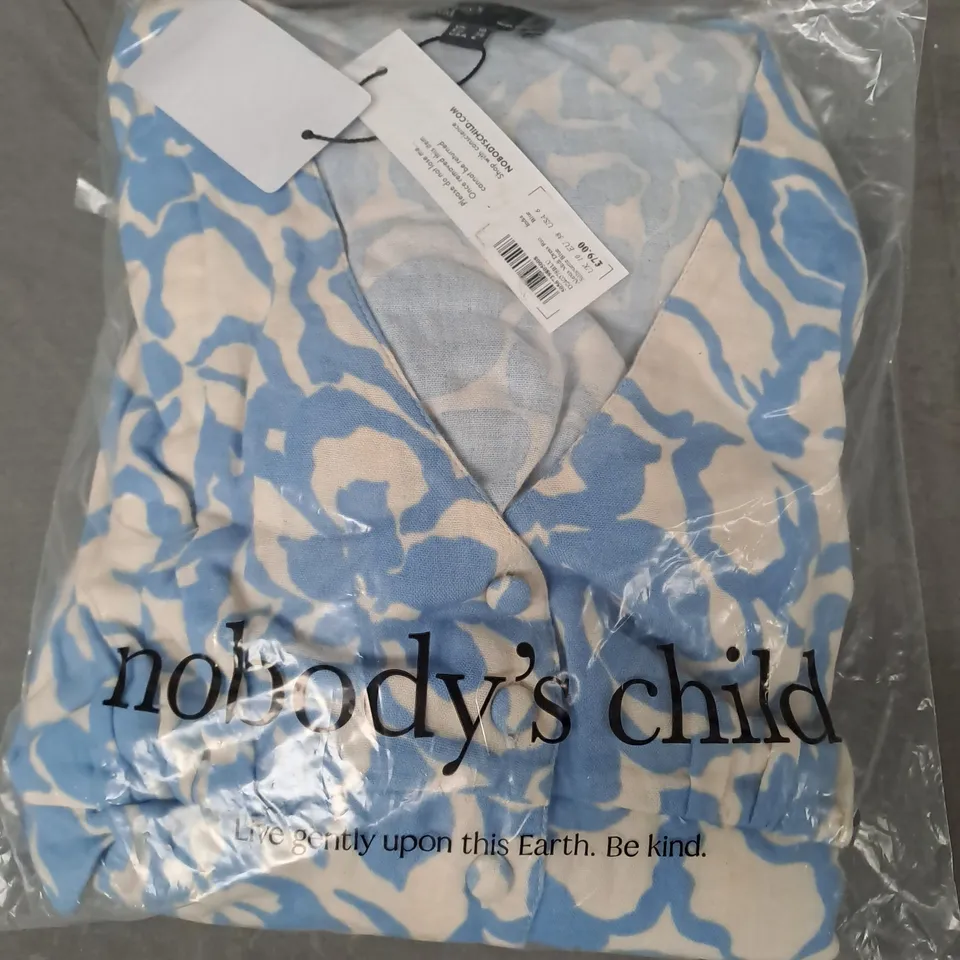 NOBODY'S CHILD ALEXIS MIDI DRESS RIO SILHOUETTE IN BLUE UK SIZE 10