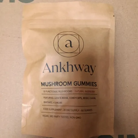 ANKHWAY MUSHROOM GUMMIES β VEGAN FOOD SUPPLEMENT, NATURAL RASPBERRY, 60 GUMMIES
