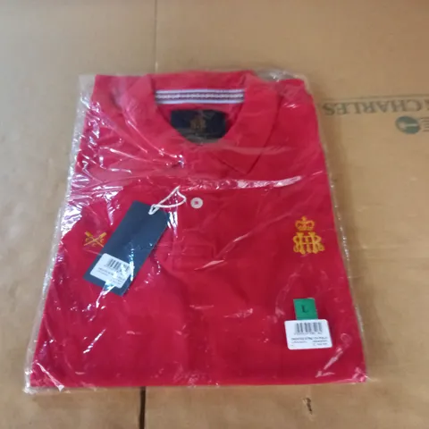 HENLEY ROYAL REGATTA CRESTED STRETCH POLO IN RED - L