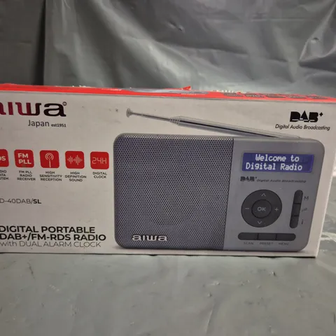 BOXED AIWA DIGITAL PORTABLE DAB+ RADIO WITH ALARM CLOCK