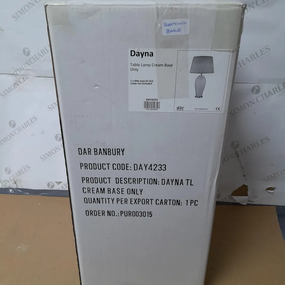 BOXED DAR LIGHTING DAYNA TABLE LAMP IN CREAM - BASE ONLY
