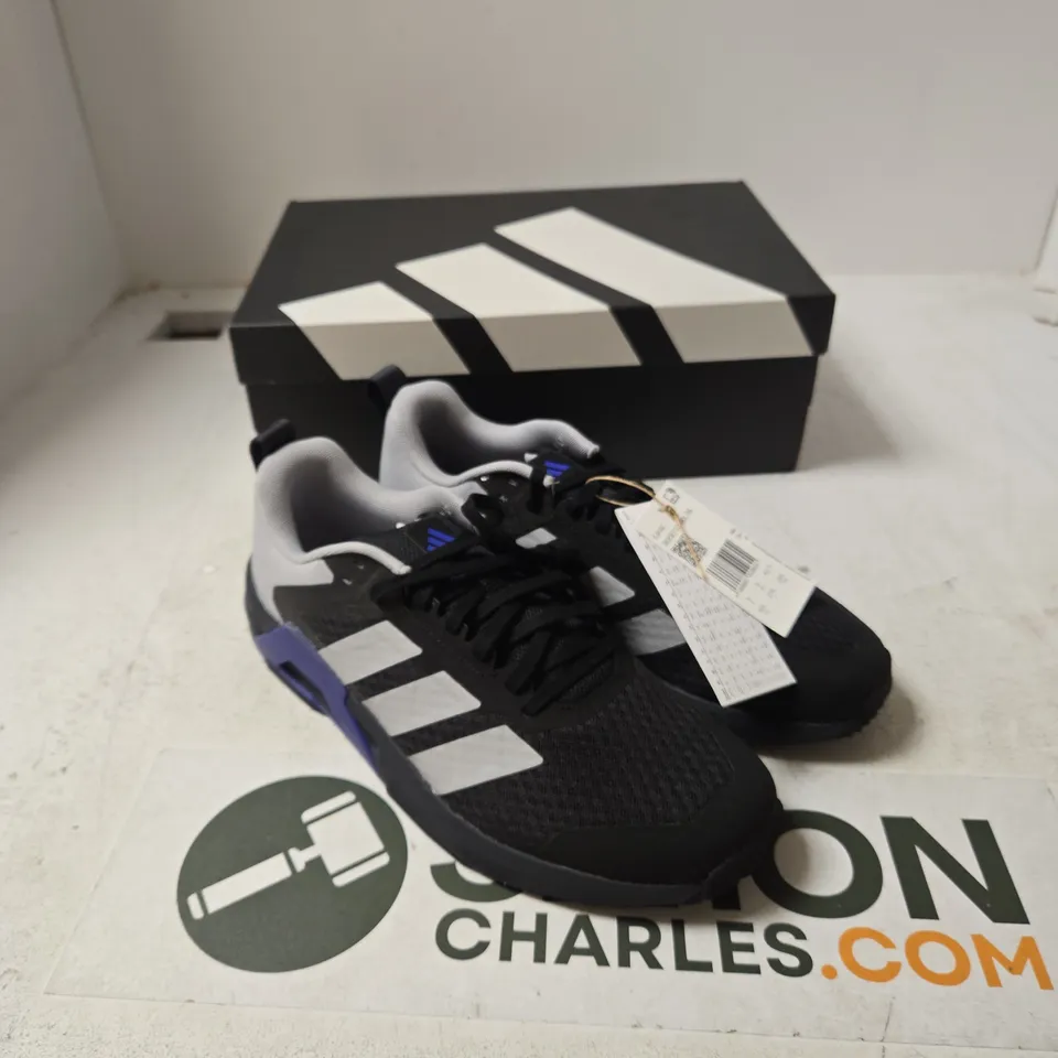 ADIDAS DROPSET TRAINER M TRAINERS – MEN'S, BLACK/WHITE WITH PURPLE ACCENTS UK9
