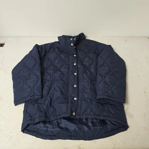 TAMSY LONG SLEEVE PADDED WARM COAT WITH TWO EXTERIOR POCKETS IN NAVY - MEDIUM