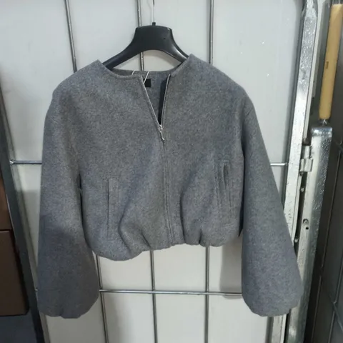 ZARA WOMEN'S CROPPED ZIP JACKET – GREY UK S