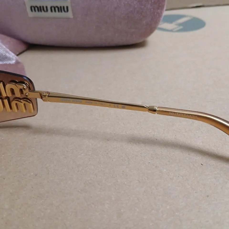 MIU MIU SUNGLASSES – BROWN GRADIENT LENSES, GOLD-TONE FRAME