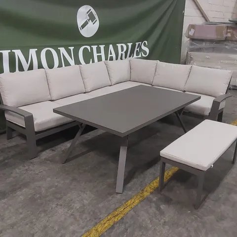 GARDEN IMPRESSIONS CORSICA CORNER SOFA, TABLE AND BENCH SET