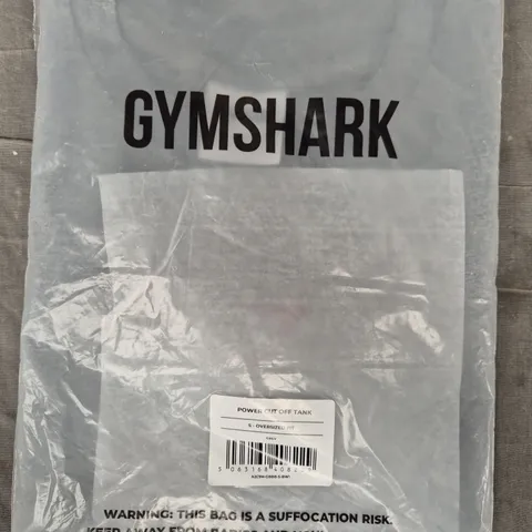 GYM SHARK OVERSIZED FIT POWER CUT OFF TANK IN GREY SIZE SMALL