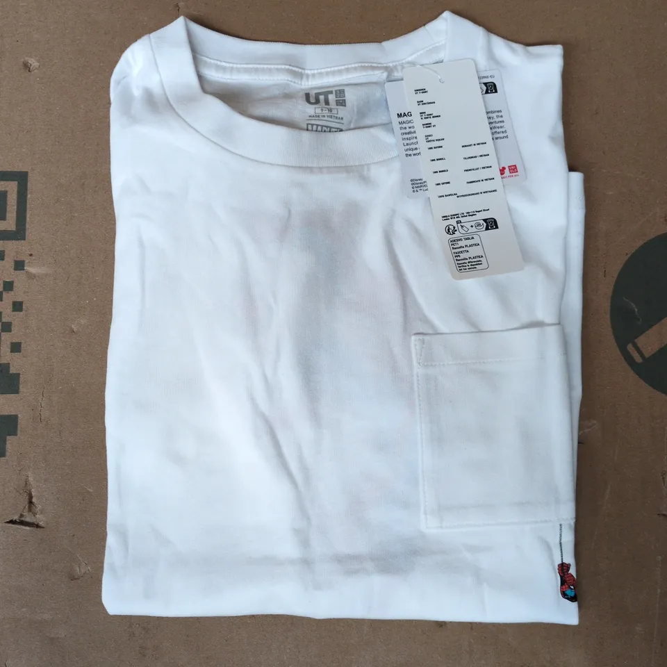 UNIQLO KID'S MARVEL SPIDER-MAN T-SHIRT IN WHITE SIZE 9-10