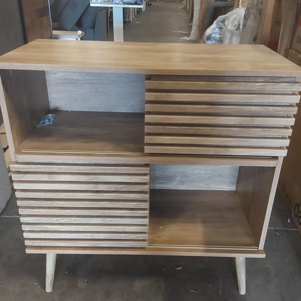 DESIGNER WOODEN 2 DOOR 2 SHELF STORAGE CABINET