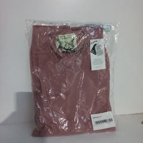 BAGGED PETER CHRISTIAN V-NECK JUMPER IN PINK - 2XL