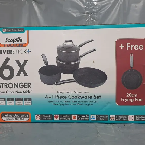 SCOVILLE EXPERT NEVER STICK+ TOUGHENED ALUMINIUM 4+1 PIECE COOKWARE SET