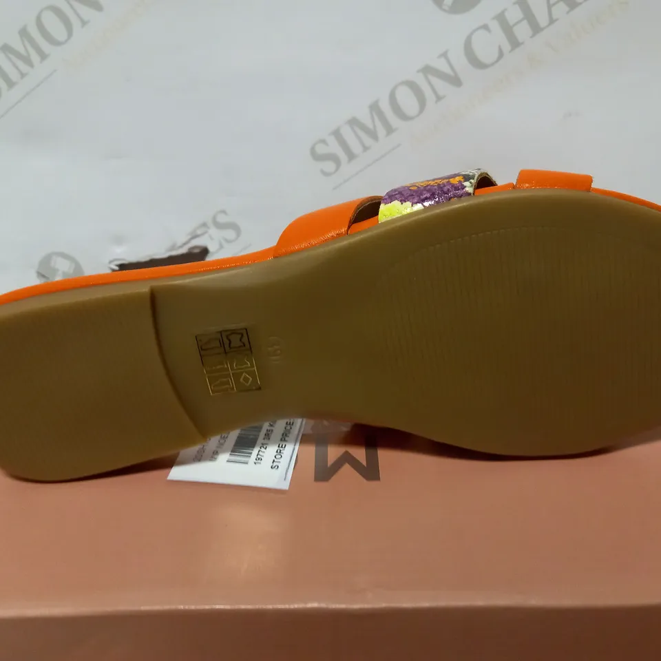 MODA IN PELLE NOELA SLIDE SANDAL ORANGE SNAKE PRINT - SIZE 39