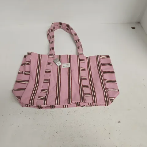 OLIVER BONAS BRANDED STRIPE PINK SHOPPER BAG