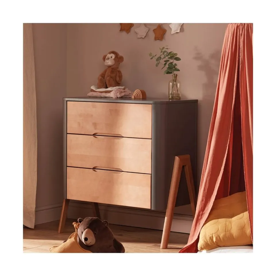 BRAND NEW CUDDLE CO TROLL TORSTEN DRESSER WITH CHANGING TOP - GREY / TEAK - 4 BOXES