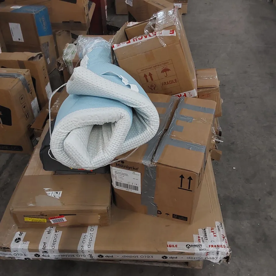 PALLET OF ASSORTED CONSUMER PRODUCTS/FURNITURE PARTS