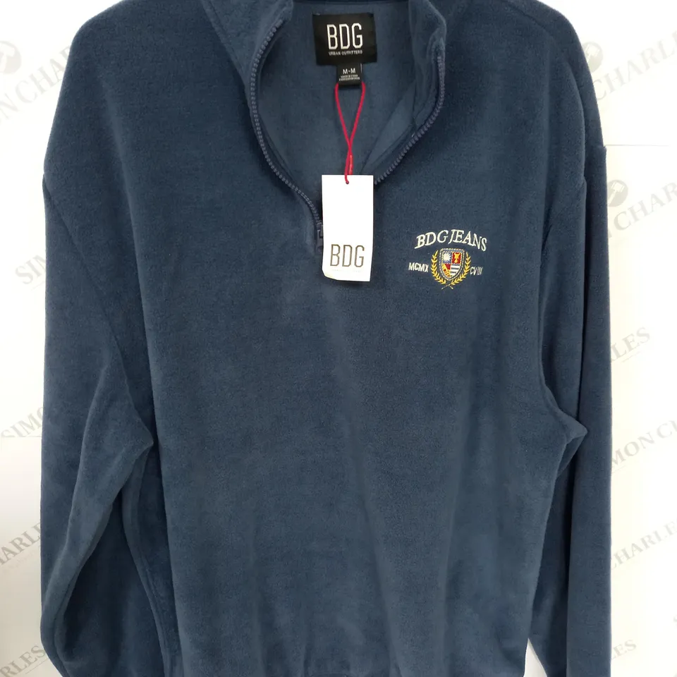 BDG JEANS BLUE 1/4 ZIP FLEECE - M