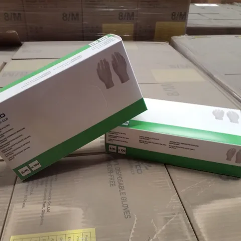 PALLET OF APPROXIMATELY 56 INTCO VINYL DISPOSABLE GLOVES 100PK BOXES - MEDIUM
