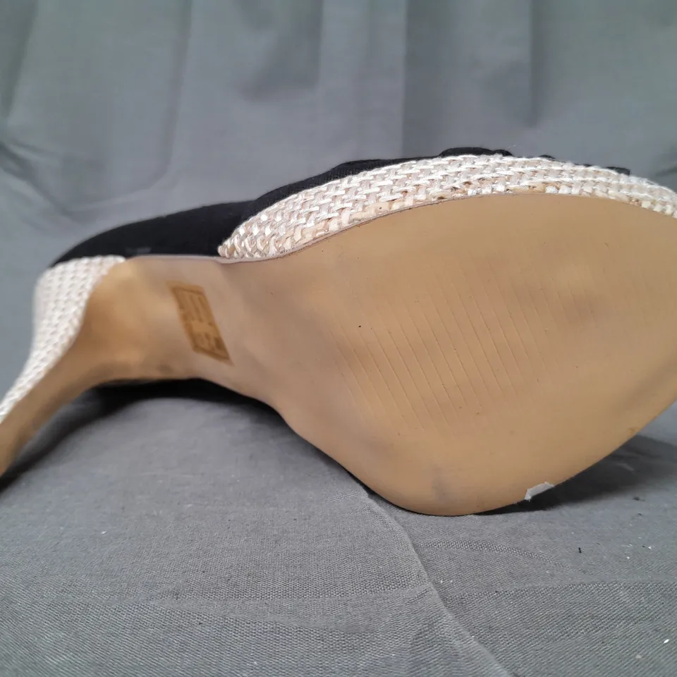 BOX OF APPROXIMATELY 20 BOXED PAIRS OF LAVANDA PEEP TOE HIGH HEEL SHOES IN BLACK - VARIOUS SIZES - COLLECTION ONLY