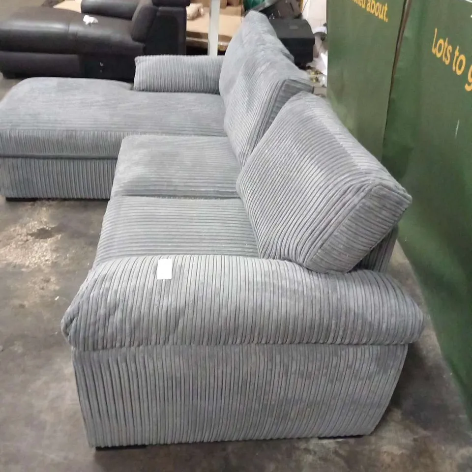 DESIGNER AMALFI GREY CORDED FABRIC CORNER SOFA