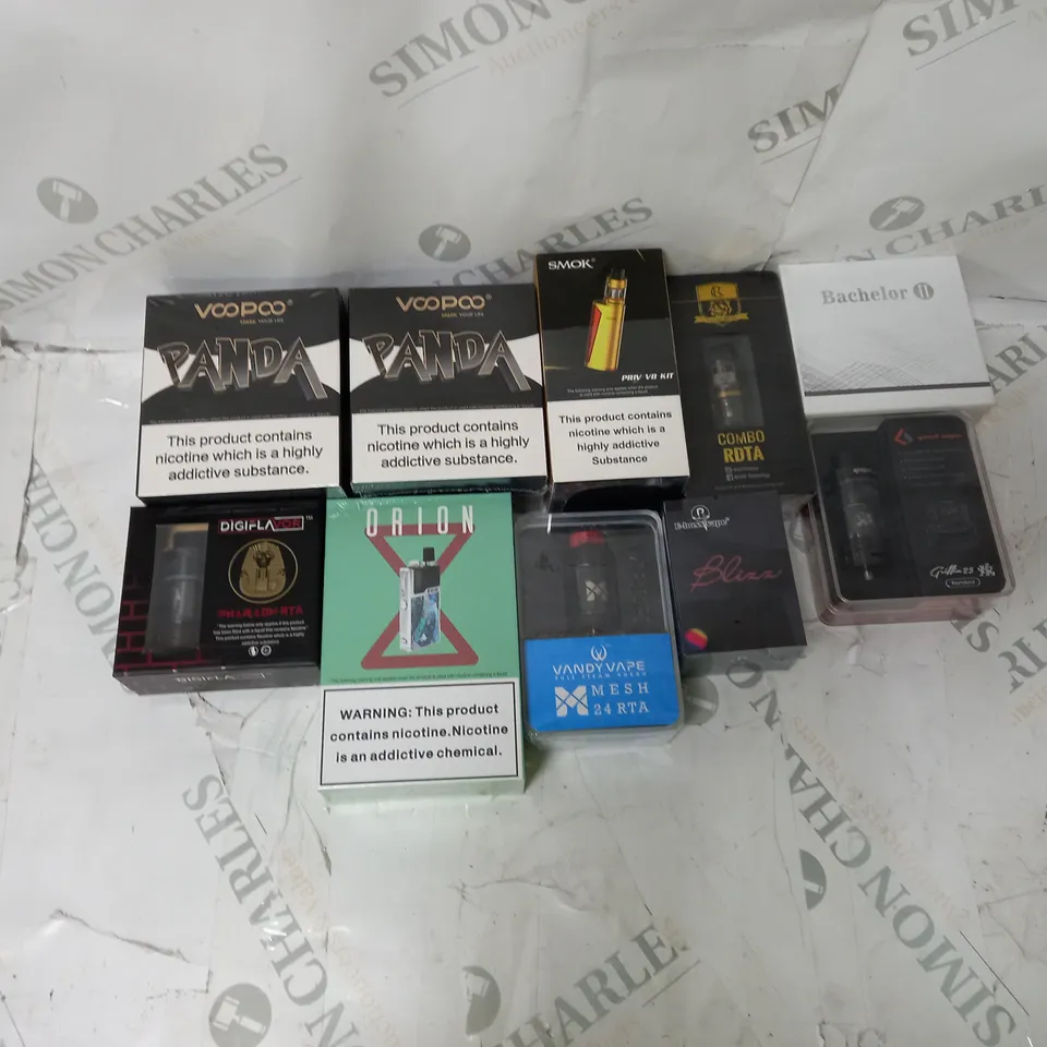 BOX OF APPROXIMATELY 10 ECIG PRODUCTS TO INCLUDE SMOK, ORION, SMOK