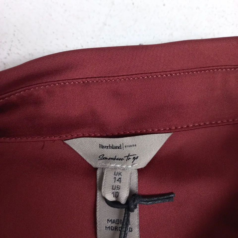 RIVER ISLAND STUDIO SATIN SHIRT-JACKET, RUST – UK 14 (EU 42)